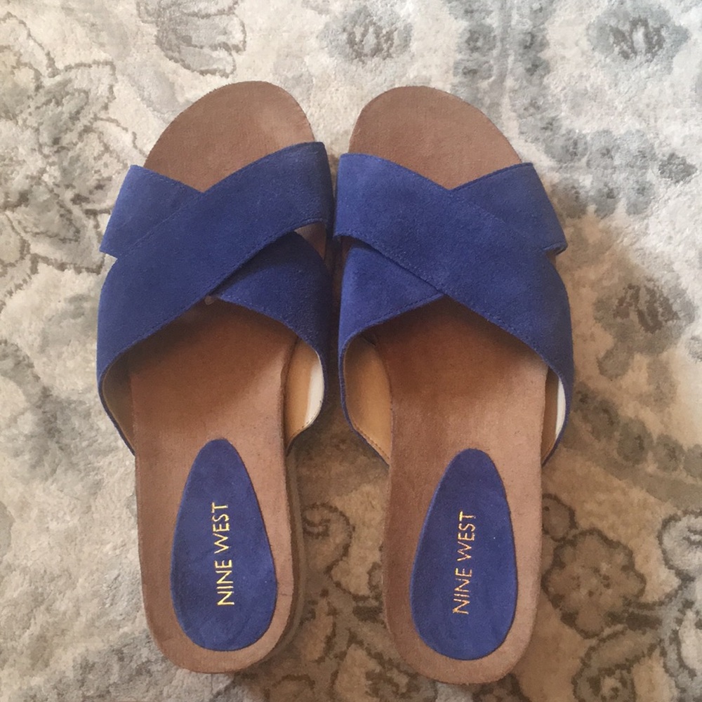 Nine West brand  new blue suede flatforms